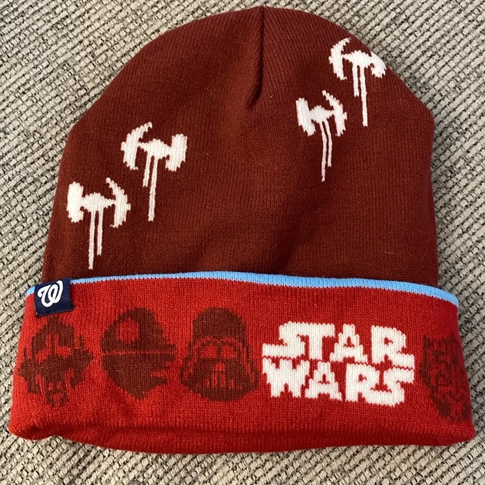 Star Wars reversible Knit Beanie winter hat collab with MLB Washington nationals